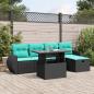 Preview: ARDEBO.de - 6-teiliges Gartensofa-Set mit Kissen, schwarzes Polyrattan