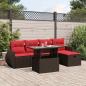 Preview: ARDEBO.de - 6-teiliges Gartensofa-Set mit Kissen, braun, Polyrattan