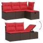 Preview: 6-teiliges Gartensofa-Set mit Kissen, braun, Polyrattan