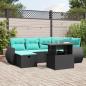 Preview: ARDEBO.de - 7-teiliges Gartensofa-Set mit Kissen, schwarzes Polyrattan