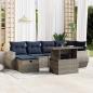 Preview: ARDEBO.de - 7-teiliges Gartensofa-Set mit Kissen, grau, Polyrattan