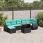 Preview: ARDEBO.de - 8-teiliges Gartensofa-Set mit Kissen, schwarzes Polyrattan