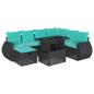 Preview: 8-teiliges Gartensofa-Set mit Kissen, schwarzes Polyrattan