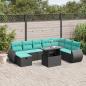 Preview: ARDEBO.de - 9-teiliges Gartensofa-Set mit Kissen, schwarzes Polyrattan