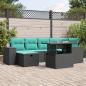 Preview: ARDEBO.de - 7-teiliges Gartensofa-Set mit Kissen, schwarzes Polyrattan