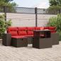Preview: ARDEBO.de - 7-teiliges Gartensofa-Set mit Kissen, braun, Polyrattan