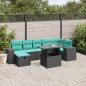 Preview: ARDEBO.de - 8-teiliges Gartensofa-Set mit Kissen, schwarzes Polyrattan