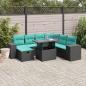 Preview: ARDEBO.de - 8-teiliges Gartensofa-Set mit Kissen, schwarzes Polyrattan