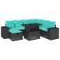 Preview: 8-teiliges Gartensofa-Set mit Kissen, schwarzes Polyrattan