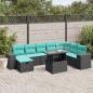 Preview: ARDEBO.de - 9-teiliges Gartensofa-Set mit Kissen, schwarzes Polyrattan