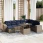 Preview: ARDEBO.de - 9-teiliges Gartensofa-Set mit Kissen, grau, Polyrattan
