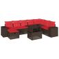 Preview: 9-teiliges Gartensofa-Set mit Kissen, braun, Polyrattan
