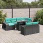 Preview: ARDEBO.de - 11-teiliges Gartensofa-Set mit Kissen, schwarzes Polyrattan
