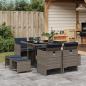 Preview: ARDEBO.de - 9-teiliges Garten-Ess-Set mit Kissen, grau, Polyrattan