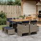 Preview: ARDEBO.de - 9-teiliges Garten-Ess-Set mit Kissen, grau, Polyrattan