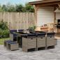Preview: ARDEBO.de - 11-teiliges Garten-Ess-Set mit Kissen, grau, Polyrattan