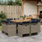 Preview: ARDEBO.de - 9-teiliges Garten-Ess-Set mit Kissen, grau, Polyrattan