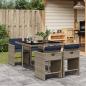Preview: ARDEBO.de - 5-teiliges Garten-Ess-Set mit Kissen, grau, Polyrattan