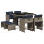 Preview: 9-teiliges Garten-Ess-Set mit Kissen, grau, Polyrattan