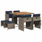 Preview: 9-teiliges Garten-Ess-Set mit Kissen, grau, Polyrattan