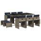 Preview: 11-teiliges Garten-Ess-Set mit Kissen, grau, Polyrattan