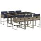 Preview: 7-teiliges Garten-Ess-Set mit Kissen, grau, Polyrattan