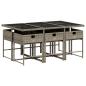 Preview: 7-teiliges Garten-Ess-Set mit Kissen, grau, Polyrattan