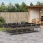 Preview: ARDEBO.de - 13-teiliges Garten-Ess-Set mit Kissen, grau, Polyrattan