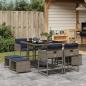 Preview: ARDEBO.de - 9-teiliges Garten-Ess-Set mit Kissen, grau, Polyrattan