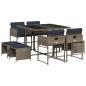 Preview: 9-teiliges Garten-Ess-Set mit Kissen, grau, Polyrattan