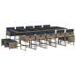 Preview: 15-teiliges Garten-Ess-Set mit Kissen, grau, Polyrattan