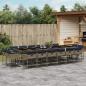 Preview: ARDEBO.de - 17-teiliges Garten-Ess-Set mit Kissen, grau, Polyrattan