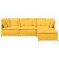 Preview: Modulares Sofa mit Fußhocker Kissen Cordstoff Hellgelb