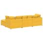 Preview: Modulares Sofa mit Fußhocker Kissen Cordstoff Hellgelb