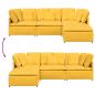 Preview: Modulares Sofa mit Fußhocker Kissen Cordstoff Hellgelb