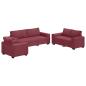 Preview: 3-teiliges Sofa-Set mit Kissen, weinroter Stoff