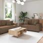 Preview: ARDEBO.de - 3-teiliges Sofa-Set mit Kissen, brauner Stoff