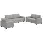 Preview: 3-teiliges Sofa-Set mit Kissen, wolkengrauer Stoff