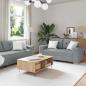 Preview: ARDEBO.de - 2-teiliges Sofa-Set mit Kissen, hellgrauer Stoff