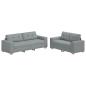 Preview: 2-teiliges Sofa-Set mit Kissen, hellgrauer Stoff