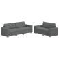 Preview: ARDEBO.de - 2-teiliges Sofa-Set mit Kissen, dunkelgrauer Stoff