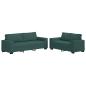 Preview: 2-teiliges Sofa-Set mit Kissen, dunkelgrüner Stoff
