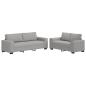 Preview: 2-teiliges Sofa-Set mit Kissen, wolkengrauer Stoff