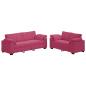 Preview: 2-teiliges Sofa-Set mit Kissen, weinroter Samt