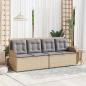 Preview: ARDEBO.de - Gartenbank mit Kissen Beige Poly Rattan