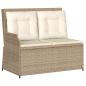 Preview: Gartenbank mit Kissen Beige Poly Rattan