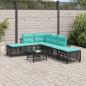 Preview: 3-teiliges Ecksofa-Set für den Garten mit Kissen, schwarzes Polyrattan