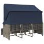 Preview: Gartensofa 3-Sitzer mit Baldachin und Hockern Grau Poly Rattan