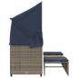 Preview: Gartensofa 3-Sitzer mit Baldachin und Hockern Grau Poly Rattan