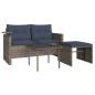 Preview: 3-teiliges Gartensofa-Set mit Kissen, grau, Polyrattan